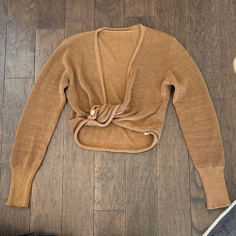 Jacquemus Brown Cropped Knotted Women Sweater